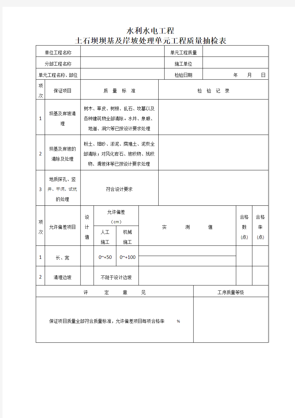 水利水电工程质量抽检表(监理)