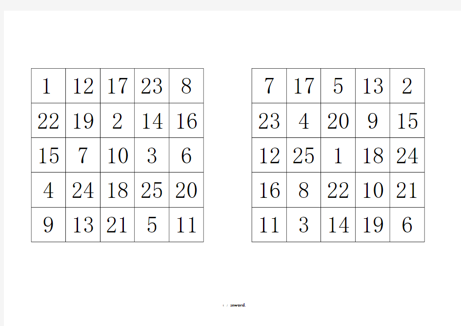 A4纸打印版25格舒尔特方格#(精选.)