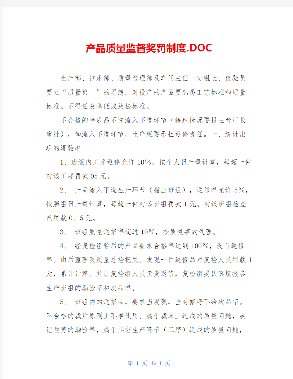 产品质量监督奖罚制度.DOC