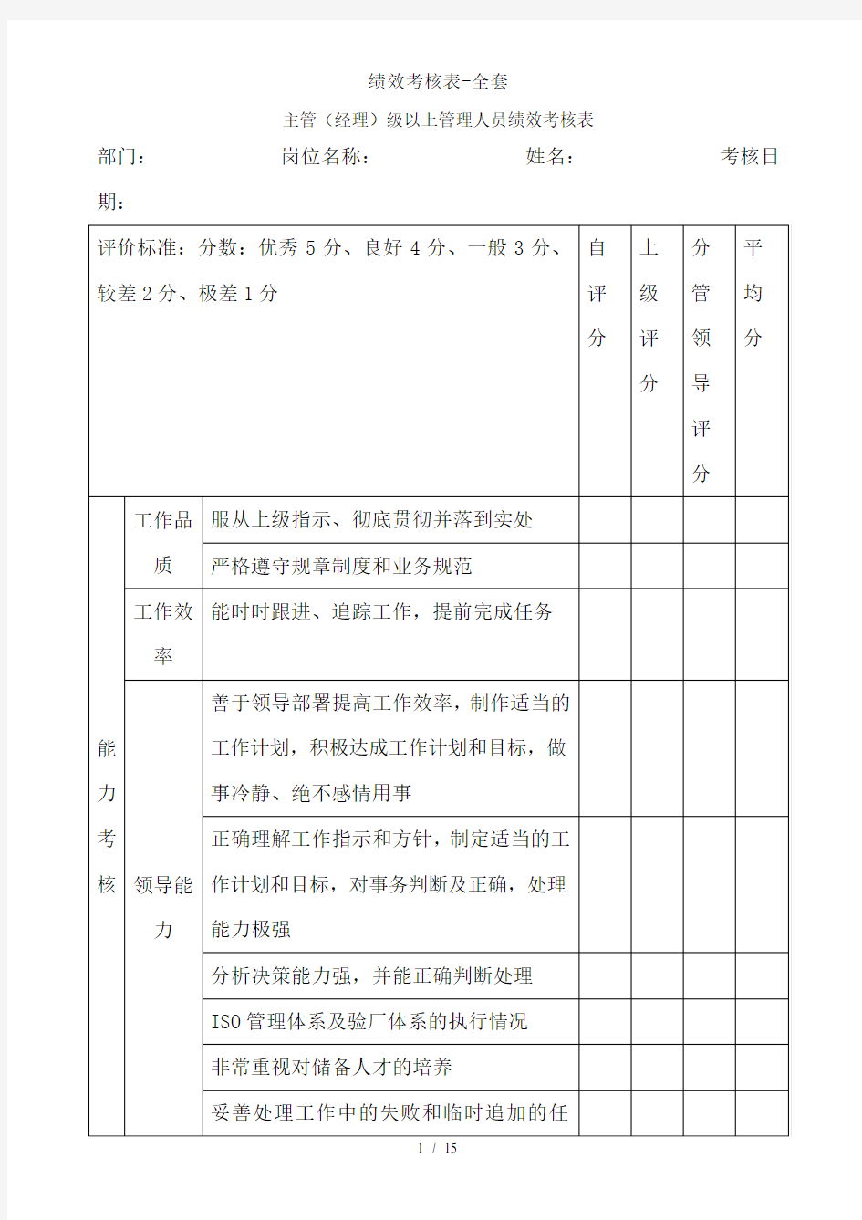 绩效考核表-全套