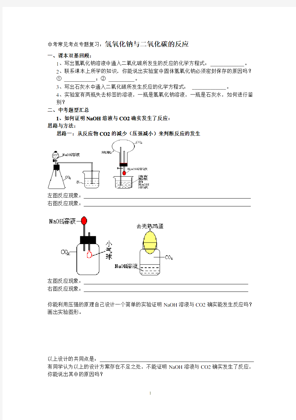 氢氧化钠和二氧化碳的反应