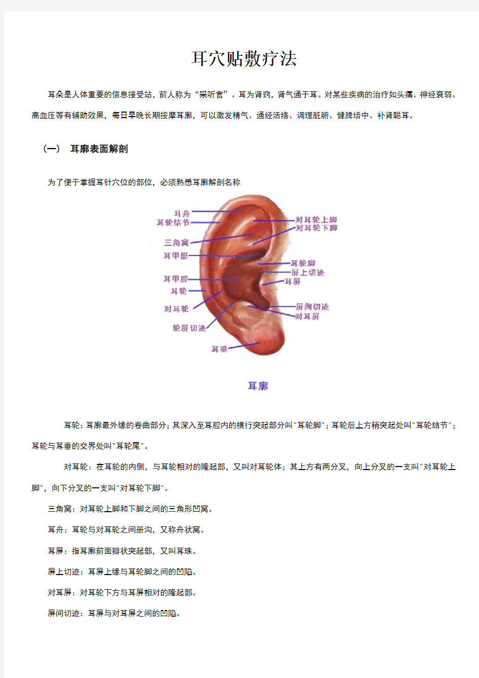 耳穴贴敷疗法