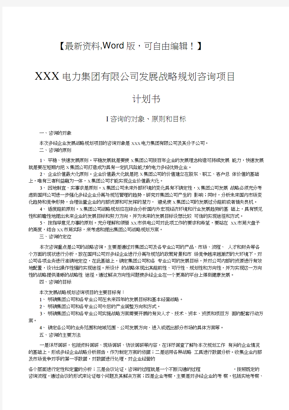 集团公司发展战略规划咨询项目计划书战略报告