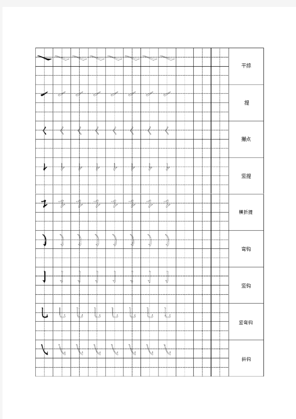 汉字笔画描红田字格.doc