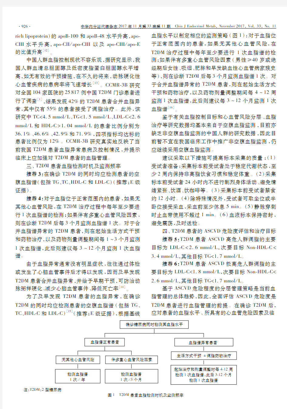 中国2型糖尿病合并血脂异常防治专家共识(2017年修订版)