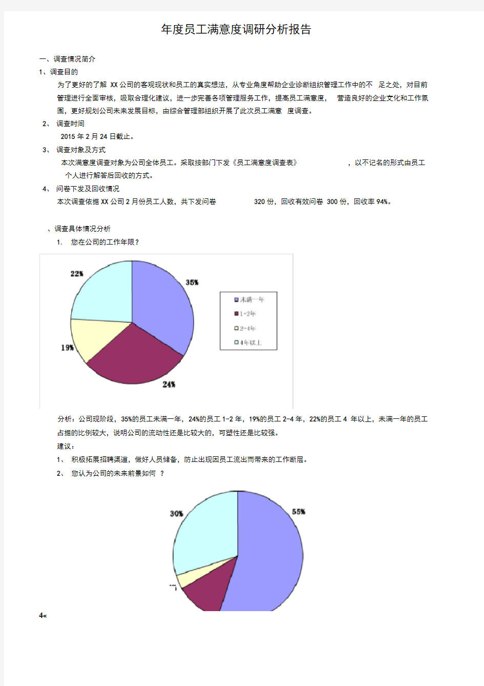 员工满意度调查分析报告模版