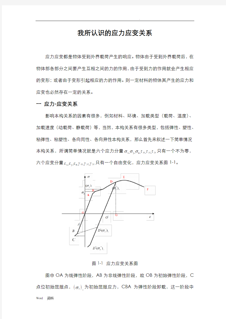 我所认识的应力应变关系