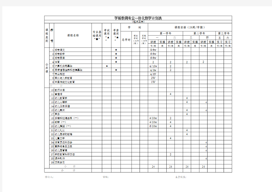 学前教育教学计划