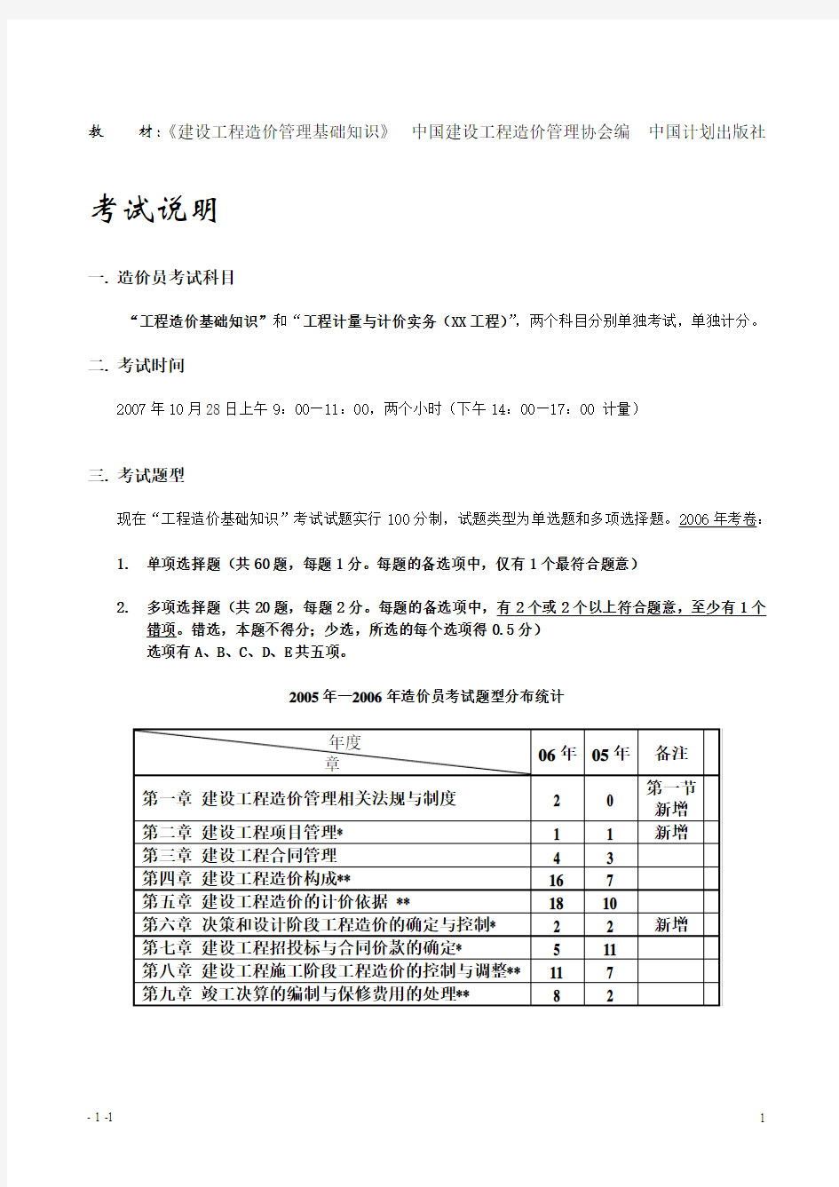 建设工程造价的管理基础知识2010