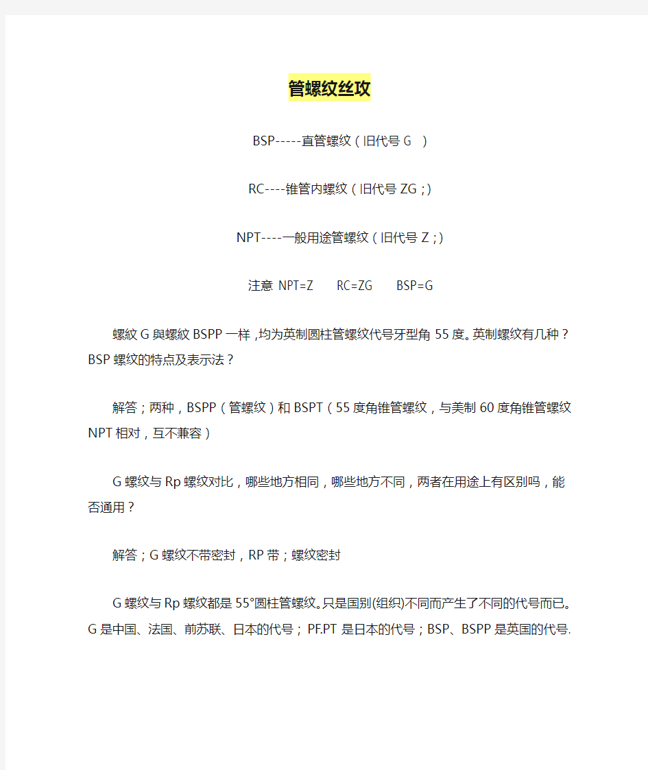 管螺纹丝攻代号以及螺纹区别