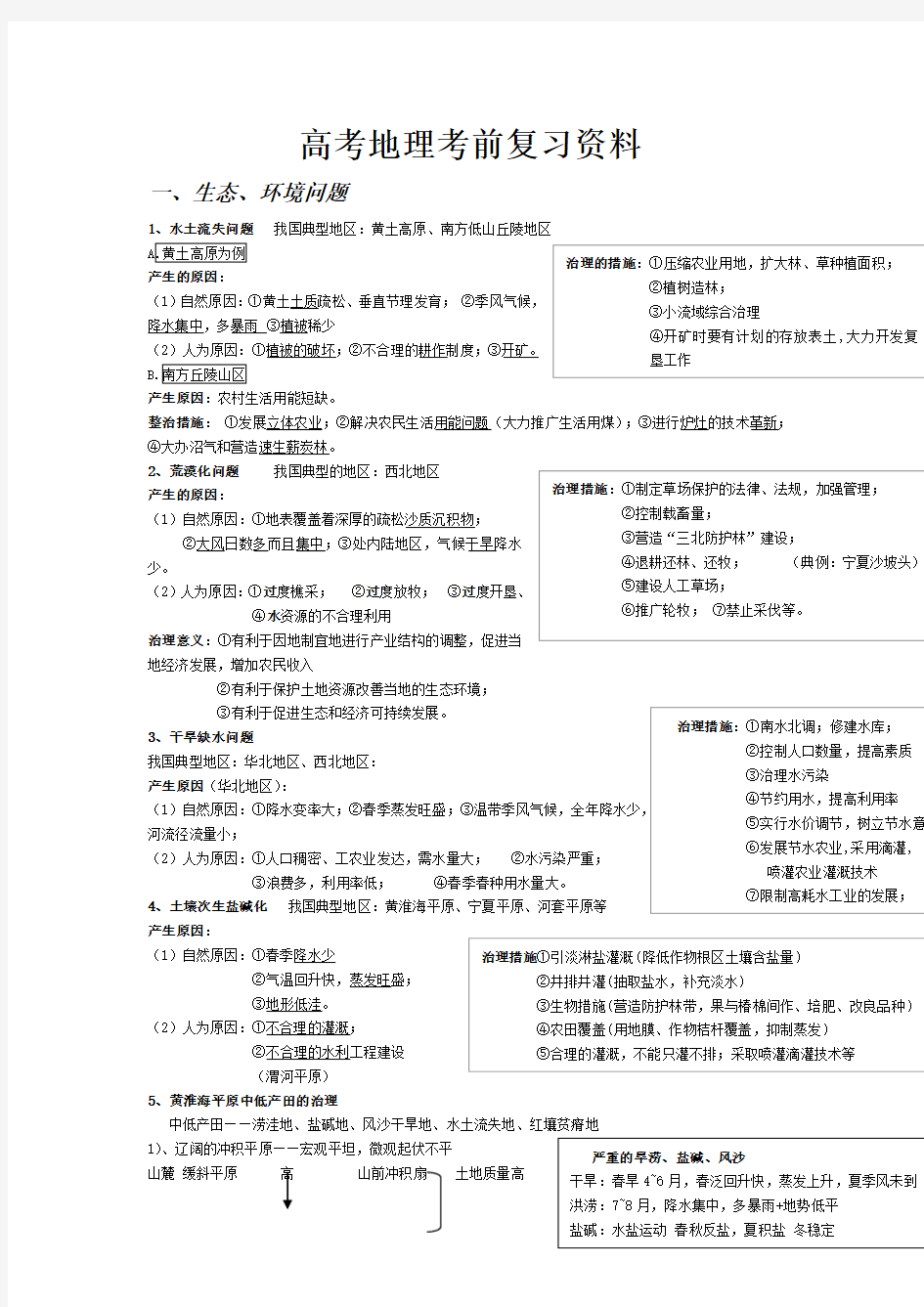 高考地理考前复习资料