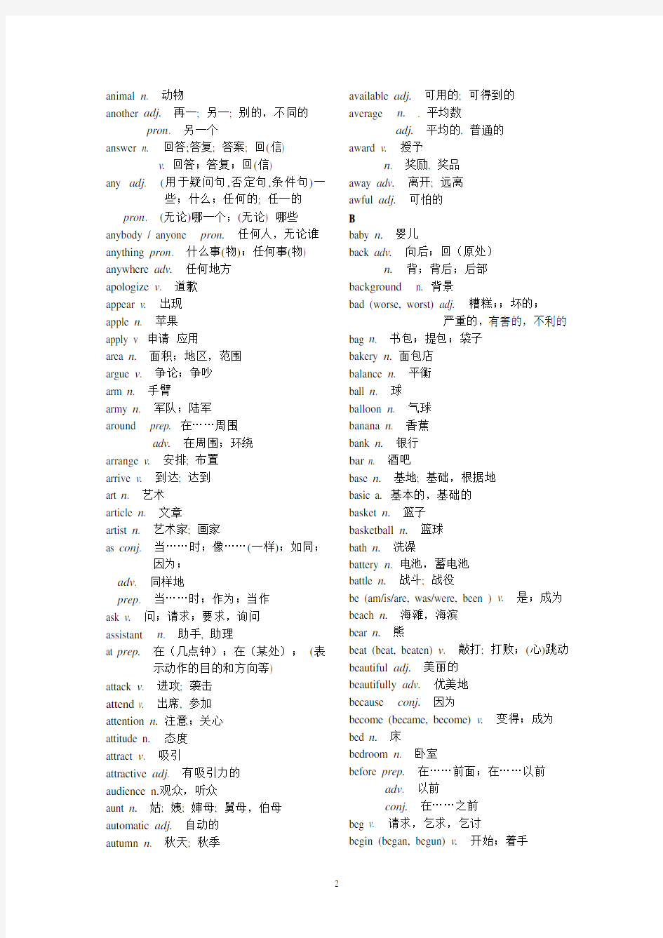 最新2016上海初中英语中考考纲词汇