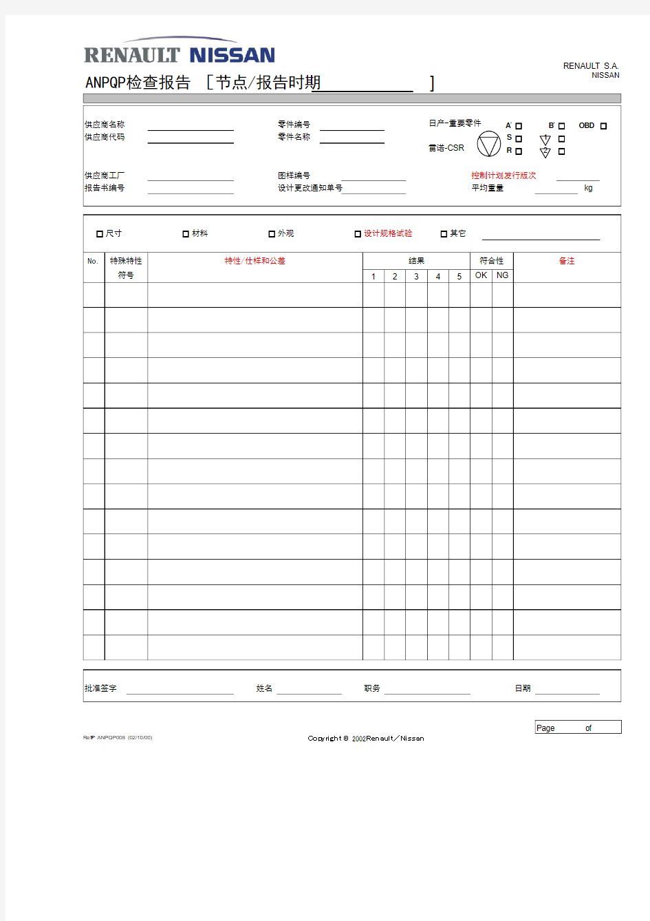 ANPQP_检查报告书