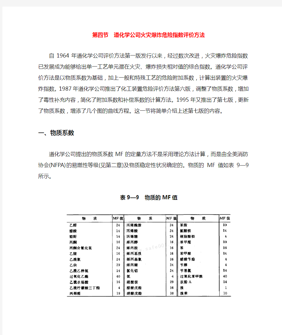 道化学公司火灾爆炸危险指数评价方法