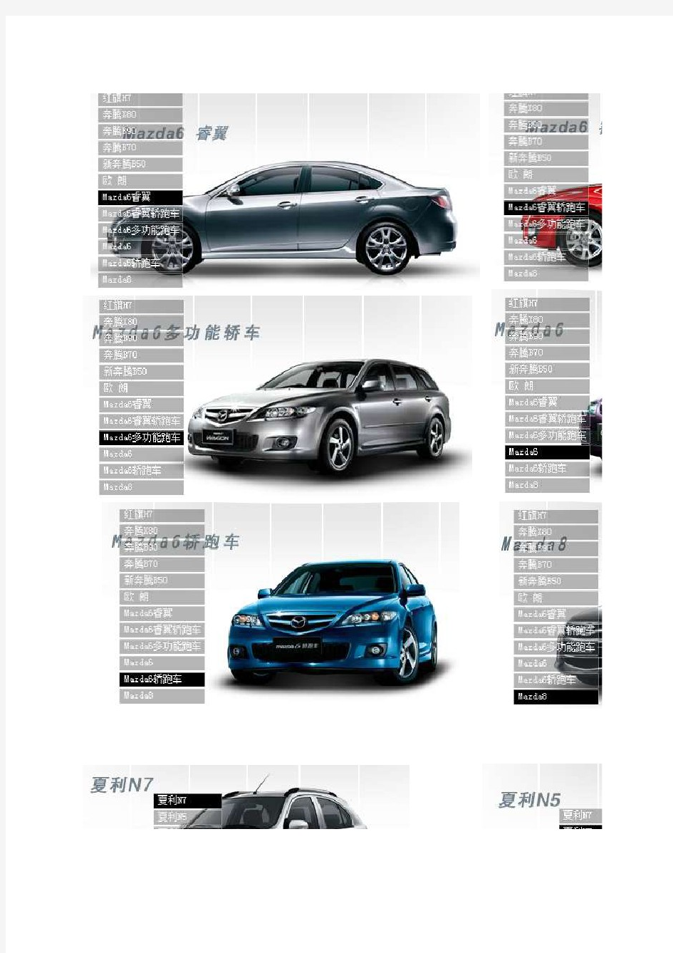 国内各汽车品牌车型一览表