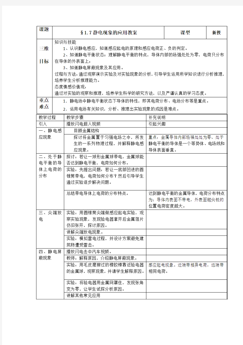 静电感应现象的应用