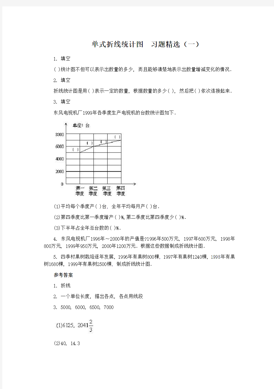 小学数学折线统计图习题精选分解知识讲解