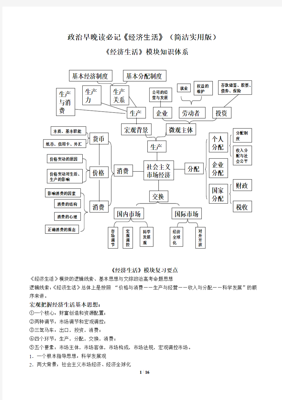 2018 -经济生活知识点总结