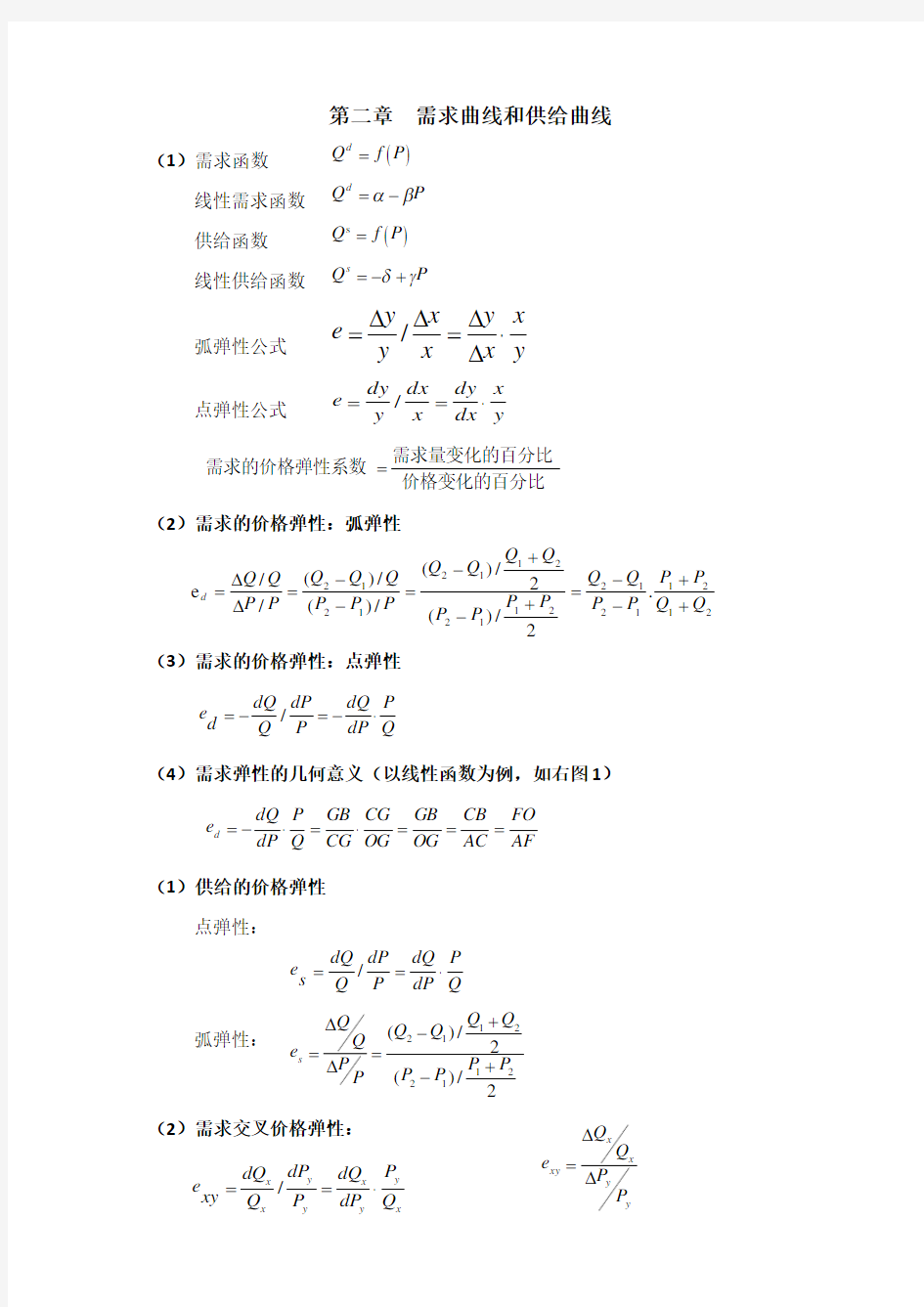 微观经济学计算公式(最全)