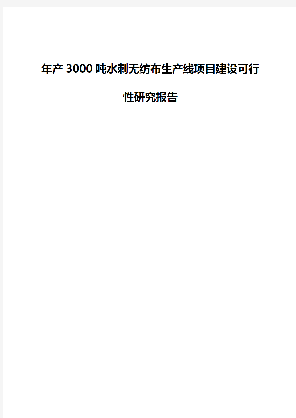 年产3000吨水刺无纺布生产线项目建设可行性研究报告