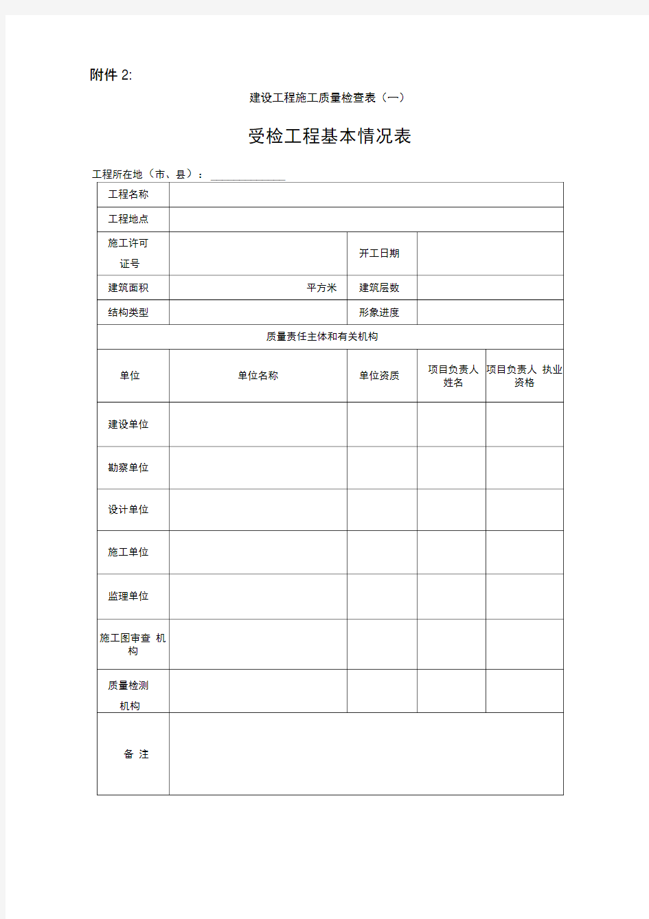 建设工程施工质量检查表(一)