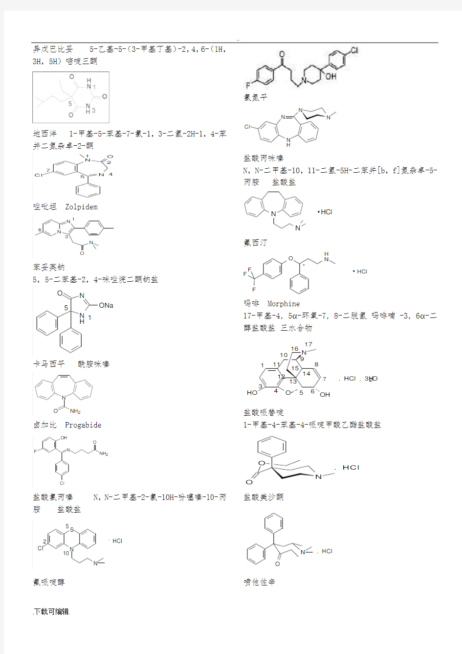 药物化学复习资料(化学结构式)