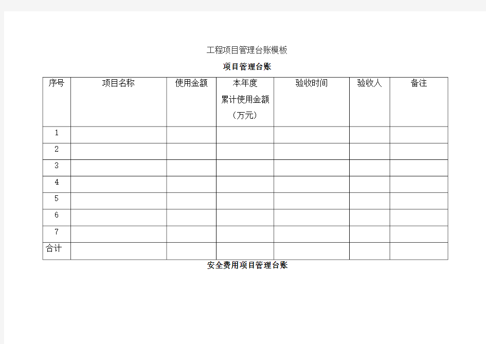 最新工程项目管理台账模板