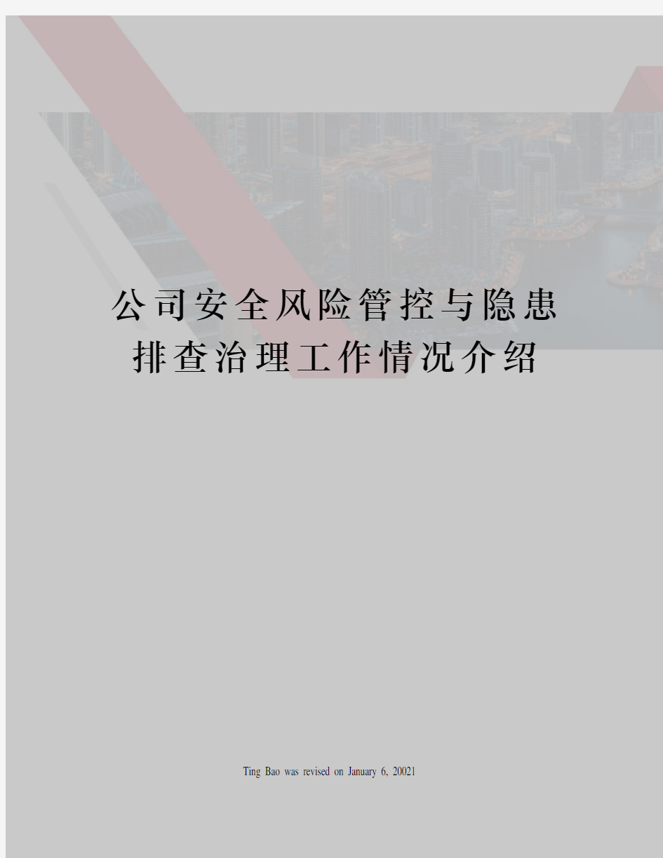 公司安全风险管控与隐患排查治理工作情况介绍