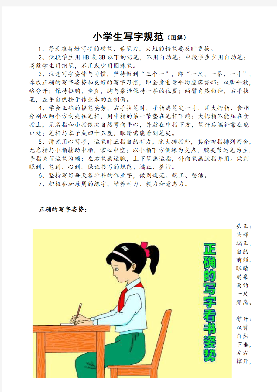 小学生写字规范(图解)模板