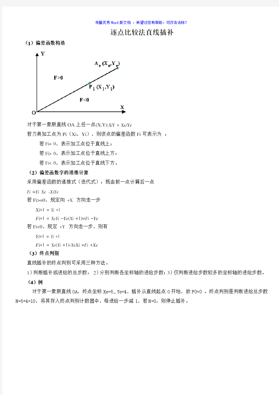 逐点比较法直线插补圆弧插补实例Word版