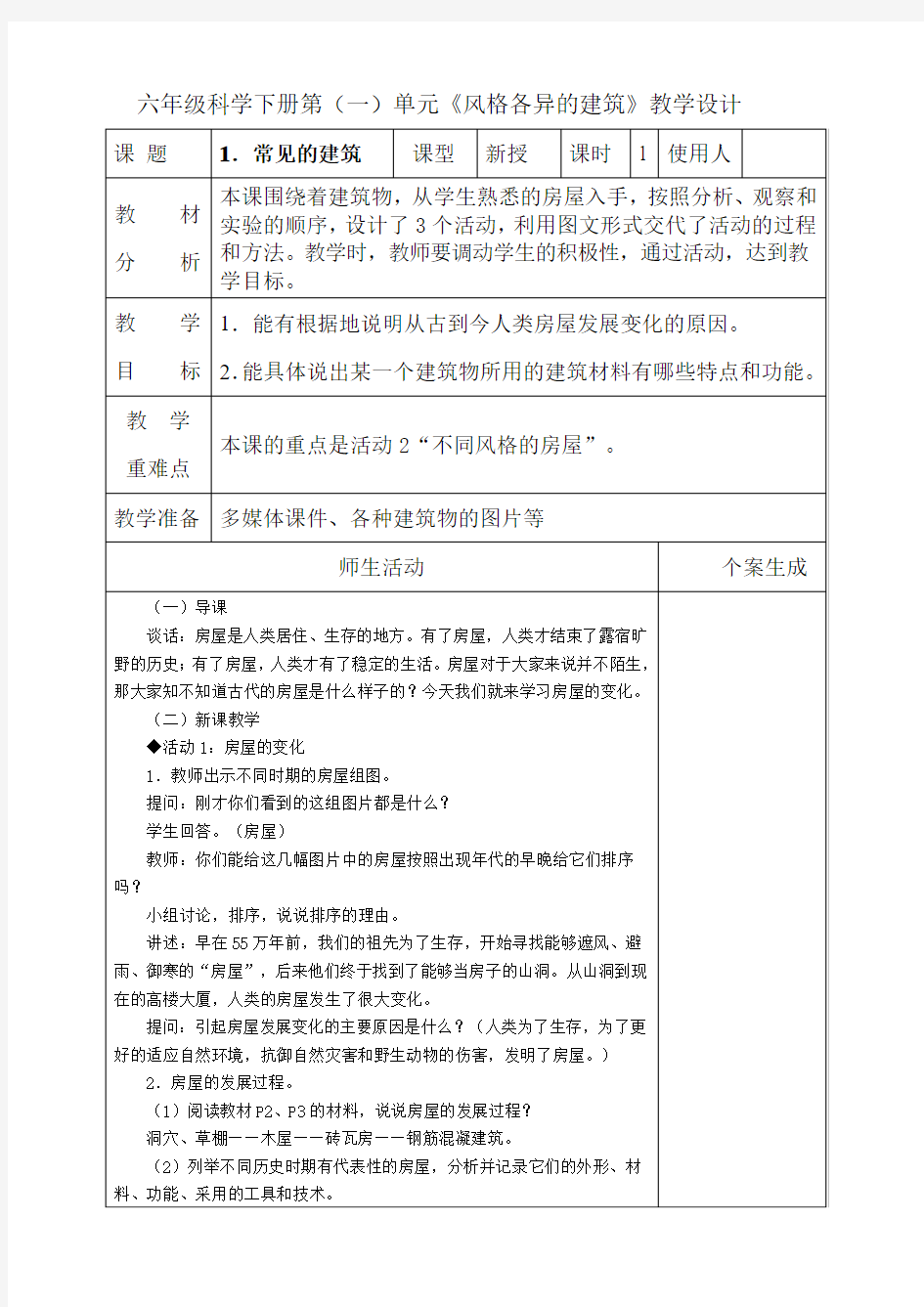 1.1常见的建筑学教学设计