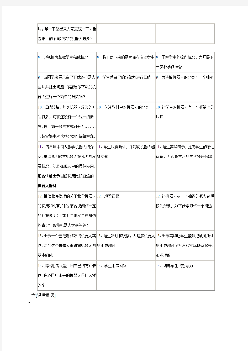 浙教版信息技术九年级下册第1课走进机器人的世界教案