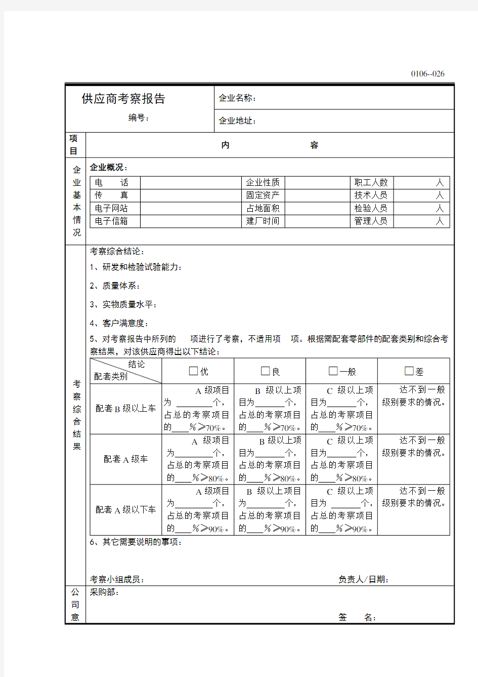 供应商考察报告