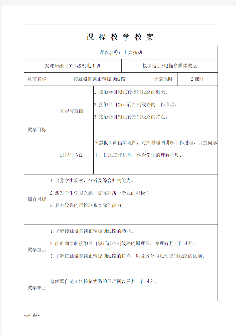 接触器自锁正转控制线路