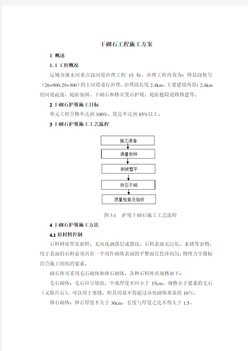 干砌石施工方案 -(涑水河)