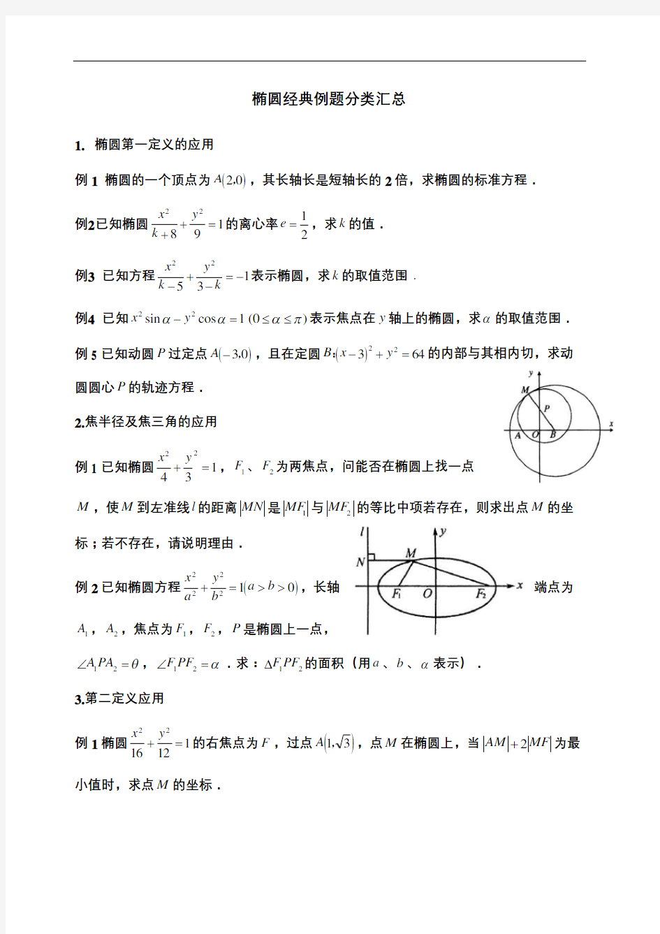 椭圆各类题型分类汇总