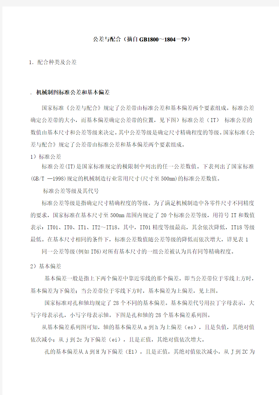 轴与轴承配合公差及键配合