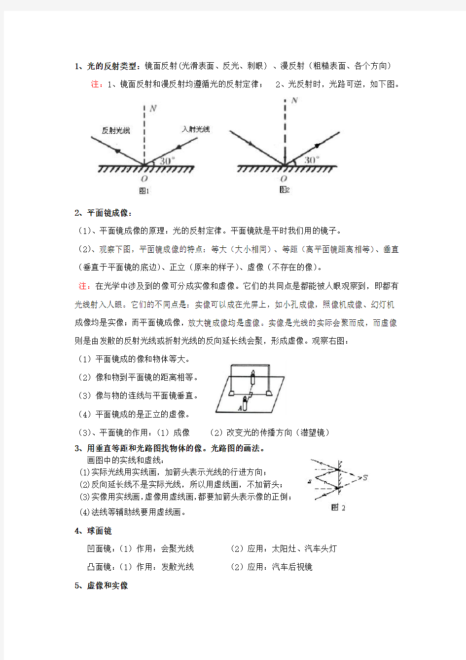 八年级上册物理《光现象》平面镜成像_知识点总结