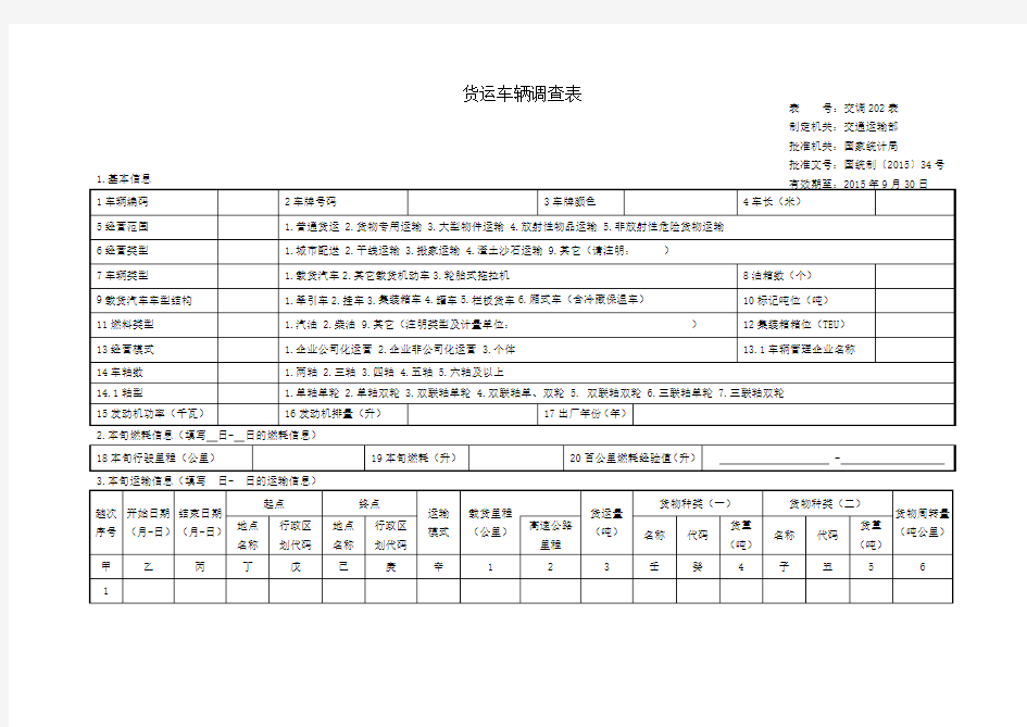 货运车辆调查表 (1)