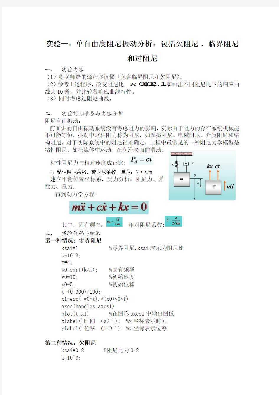 汽车振动学实验报告