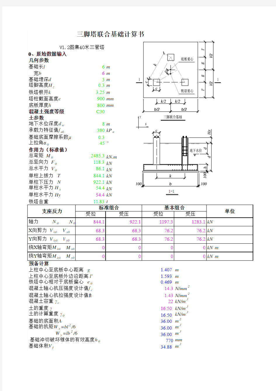 40米三管塔基础计算书(筏板基础)