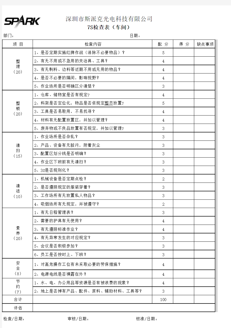 7S检查表(1)