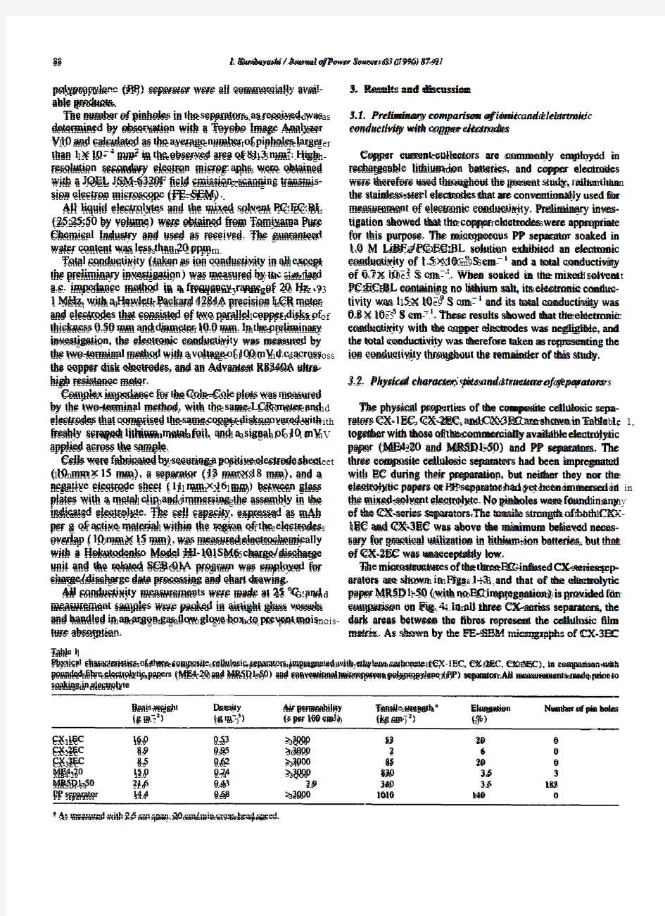 Characterization of composite cellulosic separators forrechargeable lithium-ion batteries