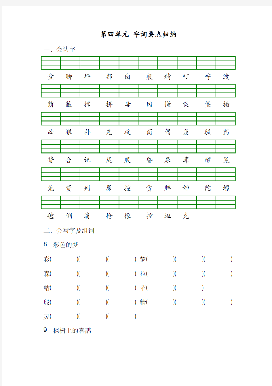 第四单元 知识要点归纳