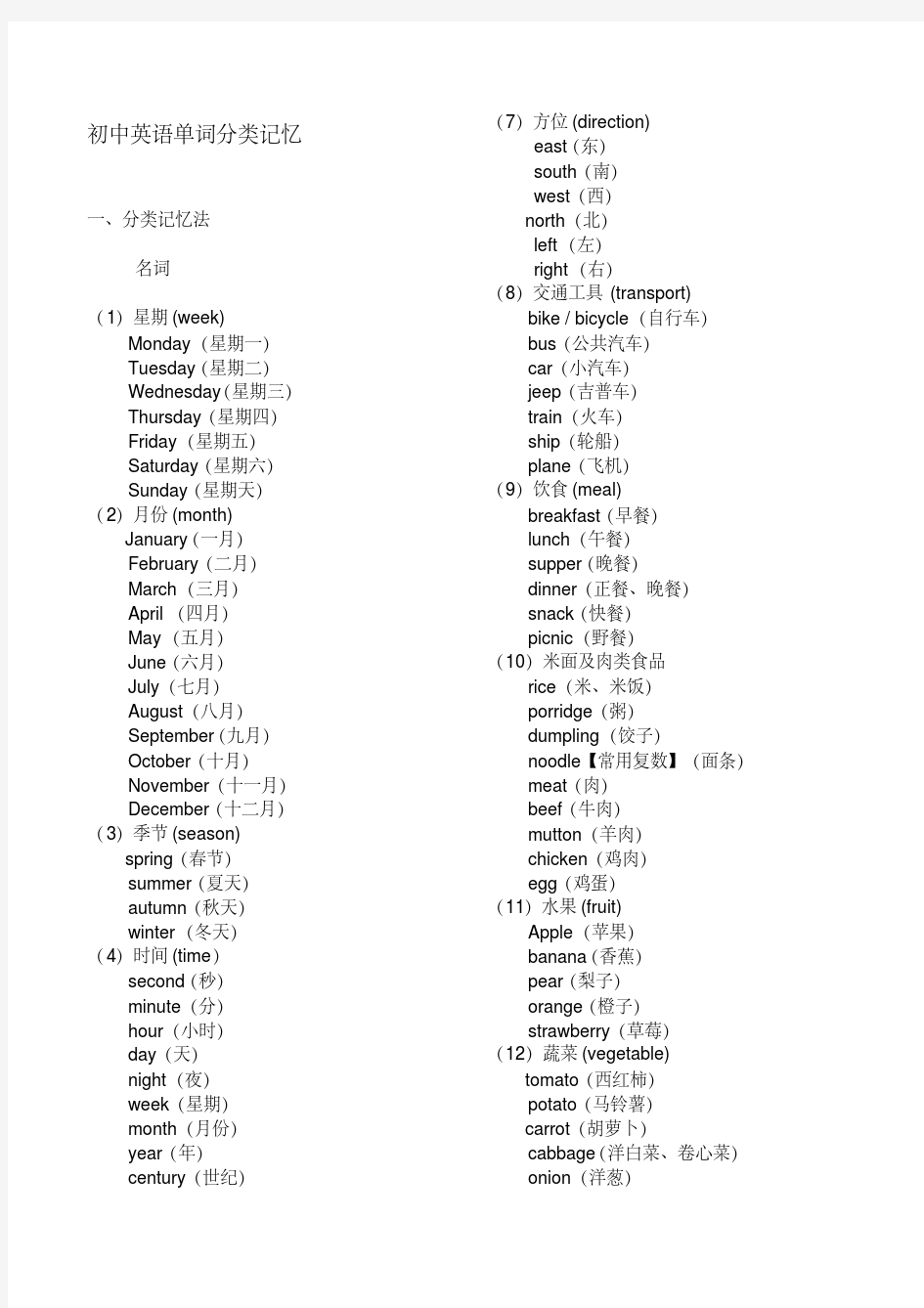 新版初中英语单词分类大全(打印版)-新版.pdf