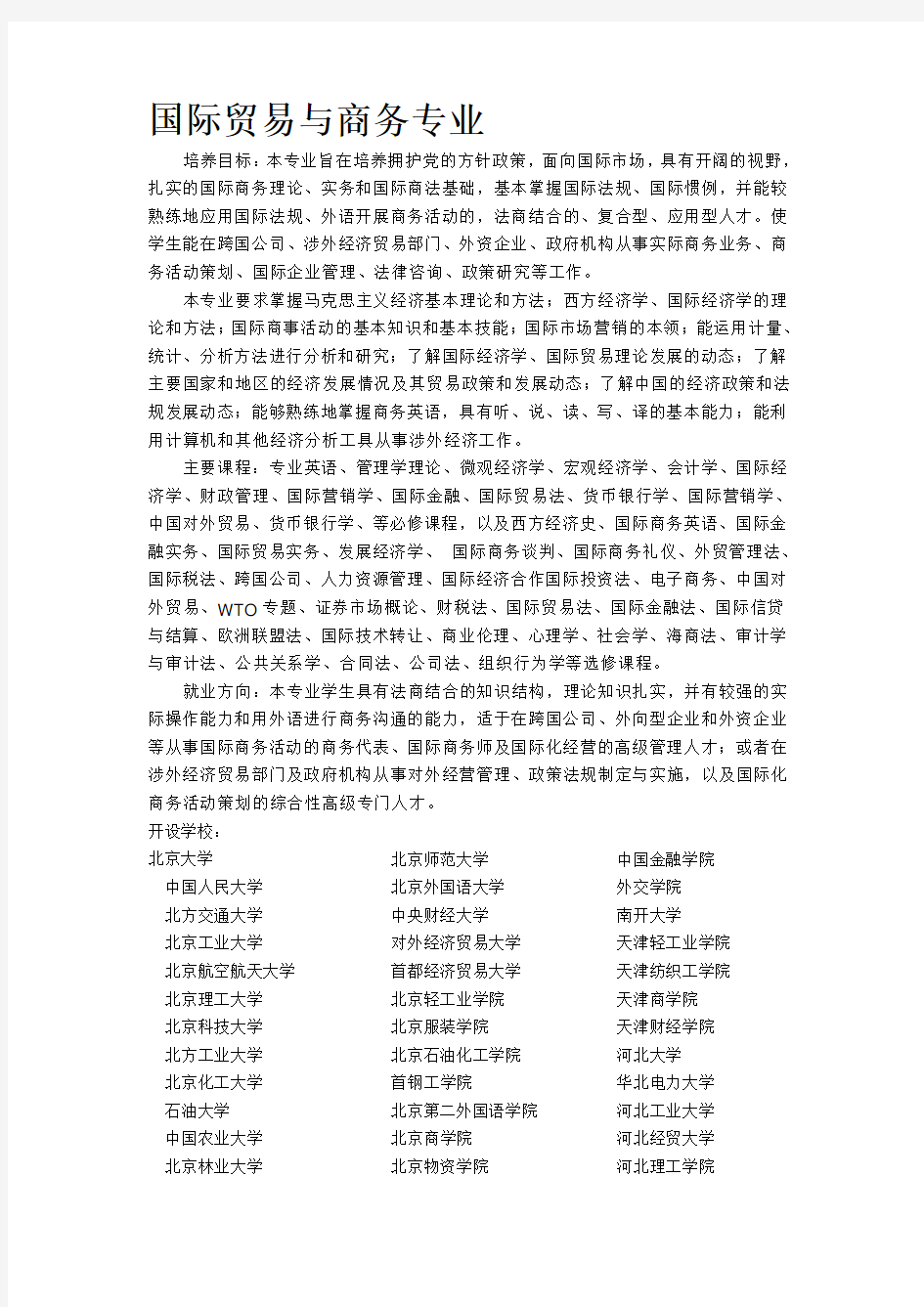 国际贸易与商务专业介绍