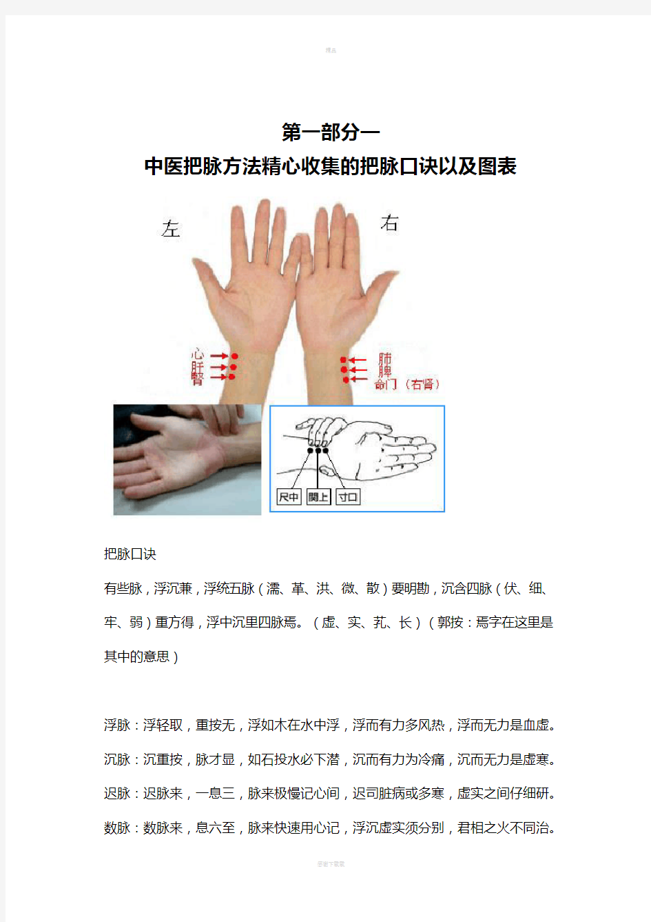 中医把脉原理技巧汇总