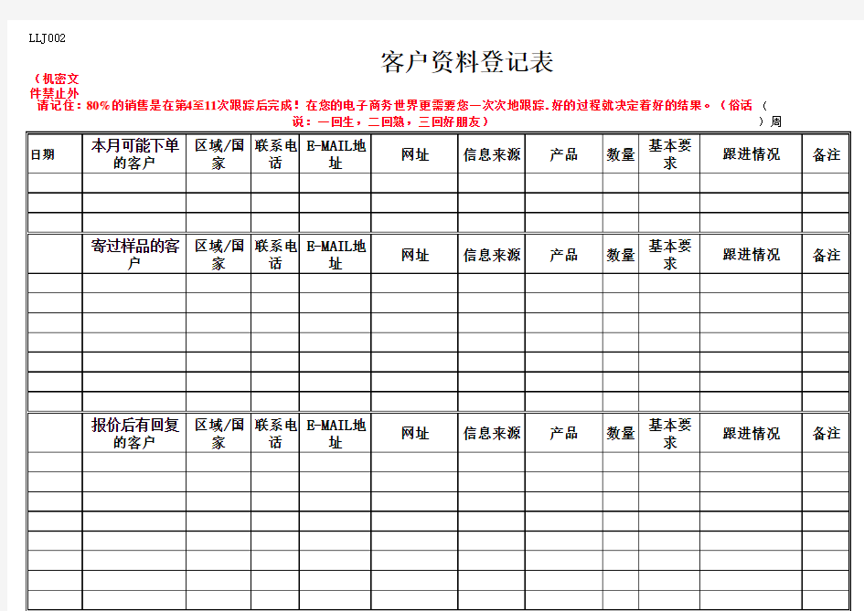 客户登记表