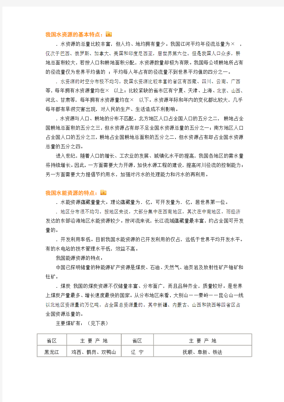 我国水资源的基本特点