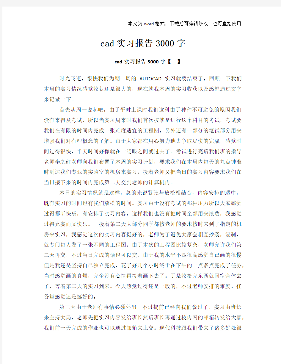 cad实习报告3000字